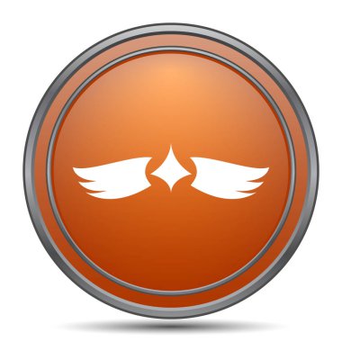 Kanatları simgesi. Beyaz arka plan turuncu internet düğme