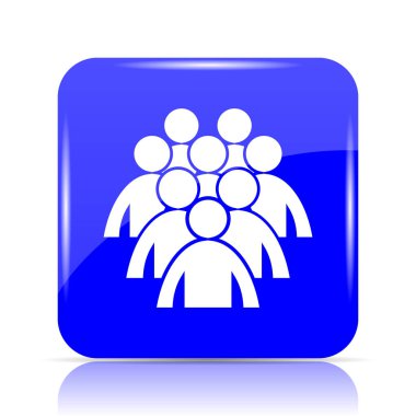 İnsanlar mavi kutsal kişilerin resmi web sitesi düğme beyaz arka plan üzerinde Grup