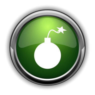 Bomba simgesi. Beyaz arka plan üzerinde bomba Web sitesi düğmesini