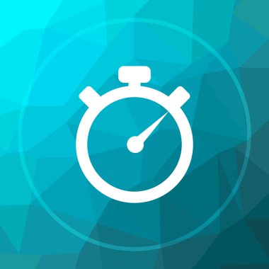 Zamanlayıcı simgesi. Zamanlayıcı Web sitesi düğmesi mavi düşük poli arka plan üzerinde