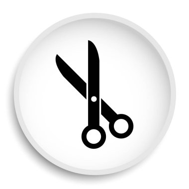 Simge kesti. Beyaz arka plan üzerinde kes Web sitesi düğmesi.