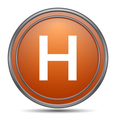 Hastane simgesi. Beyaz arka plan turuncu internet düğme