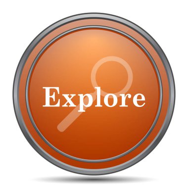 Simge keşfedin. Beyaz arka plan turuncu internet düğme