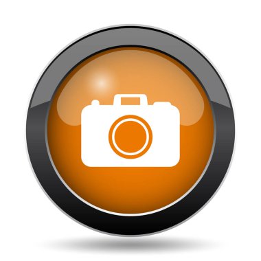 Fotoğraf kamera simgesi. Fotoğraf kamera web sitesi düğmesini beyaz arka plan üzerinde