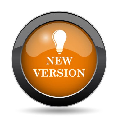 Yeni sürüm kutsal kişilerin resmi. Beyaz arka plan üzerinde yeni sürümü Web sitesi düğmesini