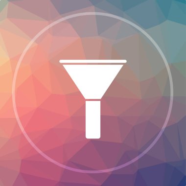 Filtre simgesi. Filtre Web sitesi düğmesini düşük poli arka plan üzerinde