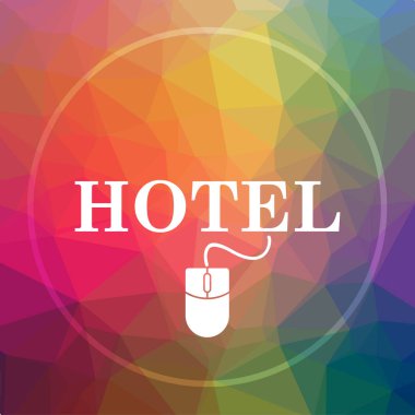 Hotel Icon. Otel Web sitesi düğmesini düşük poli arka plan üzerinde