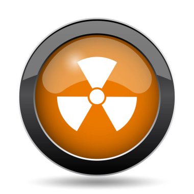 Radyasyon simgesi. Beyaz arka plan üzerinde radyasyon Web sitesi düğmesini