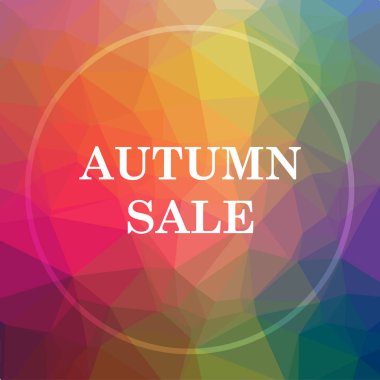 Sonbahar satış simgesi. Sonbahar Satılık Web sitesi düğmesini düşük poli arka plan üzerinde