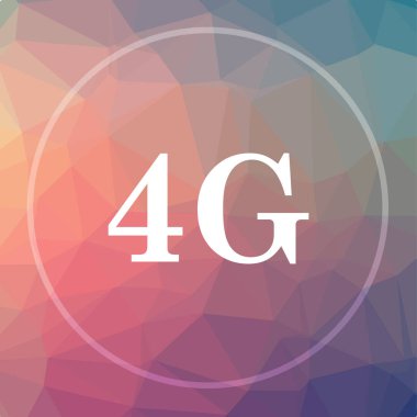 4g simgesi. 4g Web sitesi düğmesini düşük poli arka plan üzerinde