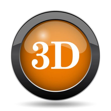 3D simgesi. Beyaz arka plan üzerinde 3D web sitesi düğmesini