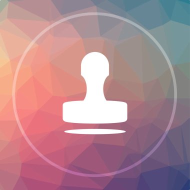 Damga simgesi. Web sitesi düğmesini düşük poli arka plan üzerinde pul