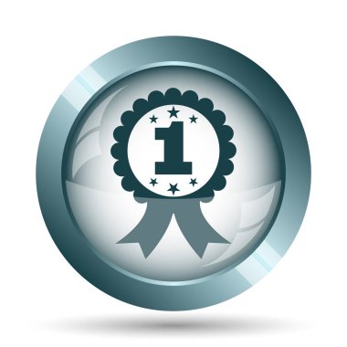 İlk ödül kurdele simgesi. Beyaz arka plan üzerinde Internet düğmesi.