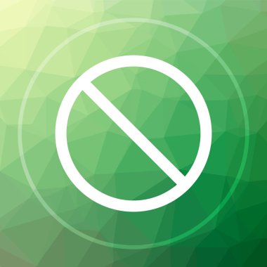 Yasak simgesi. Yasak web sitesi düğmesini yeşil düşük poli arka plan üzerinde