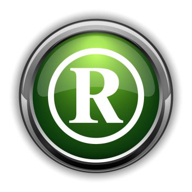 Tescilli işareti simgesi. Tescilli işareti Web sitesi düğmesini beyaz arka plan üzerinde