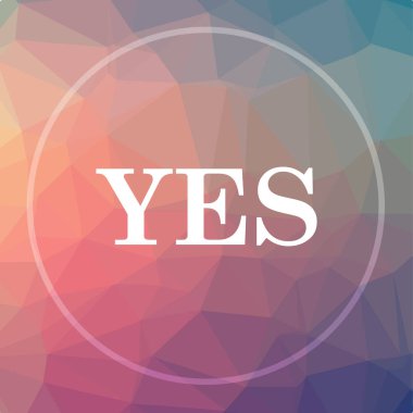 Simge Evet. Web sitesi düğmesini düşük poli arka plan üzerinde Evet