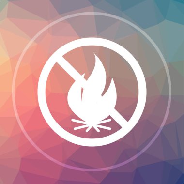 Yangın yasak simgesi. Yangın yasak web sitesi düğmesini düşük poli arka plan üzerinde