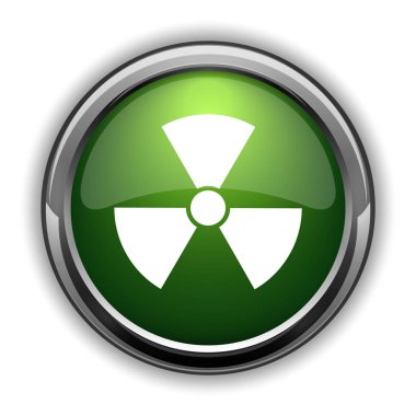 Radyasyon simgesi. Beyaz arka plan üzerinde radyasyon Web sitesi düğmesini