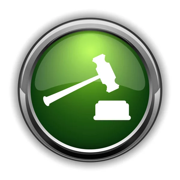 Yargıç Çekiç Simgesi Yargıç Çekiç Web Sitesi Düğmesini Beyaz Arka — Stok fotoğraf