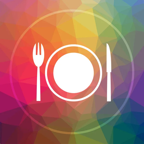 Restaurant icon. Restaurant website button on low poly background