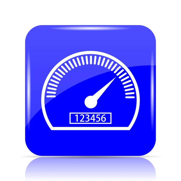 Icono Del Velocímetro Botón Azul Del Sitio Web Sobre Fondo — Foto de Stock