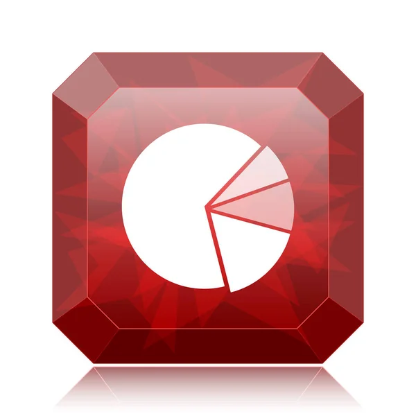 Icono Pastel Gráfico Botón Rojo Del Sitio Web Sobre Fondo —  Fotos de Stock