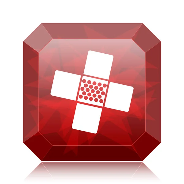 Icono Parche Médico Botón Rojo Del Sitio Web Sobre Fondo —  Fotos de Stock