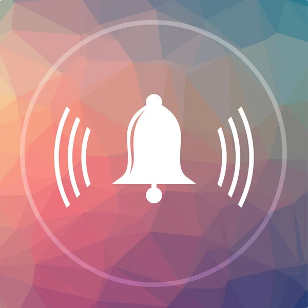 Bell icon. Bell website button on low poly background