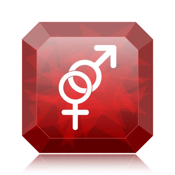性别图标 红色网站按钮白色背景 — 图库照片