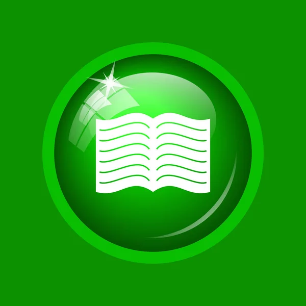 Book icon. Internet button on green background.
