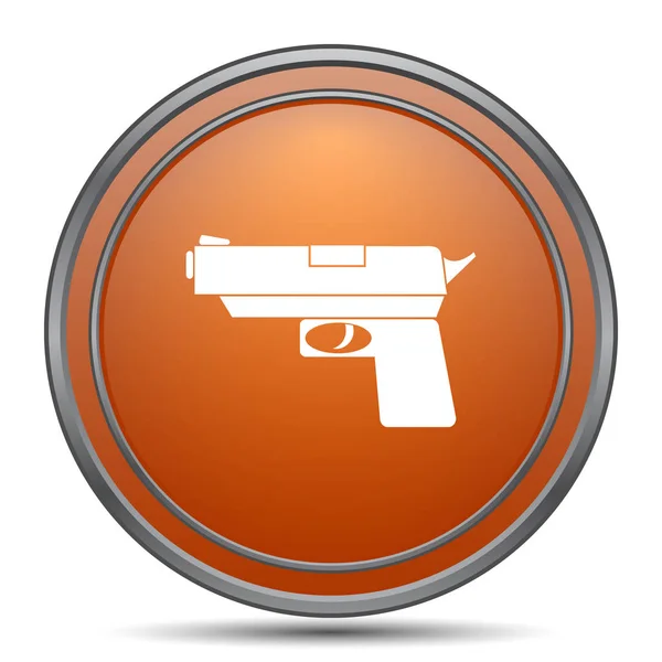 Icône Arme Bouton Internet Orange Sur Fond Blanc — Photo