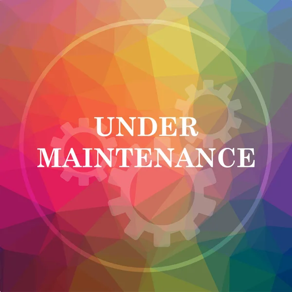 Under maintenance icon. Under maintenance website button on low poly background