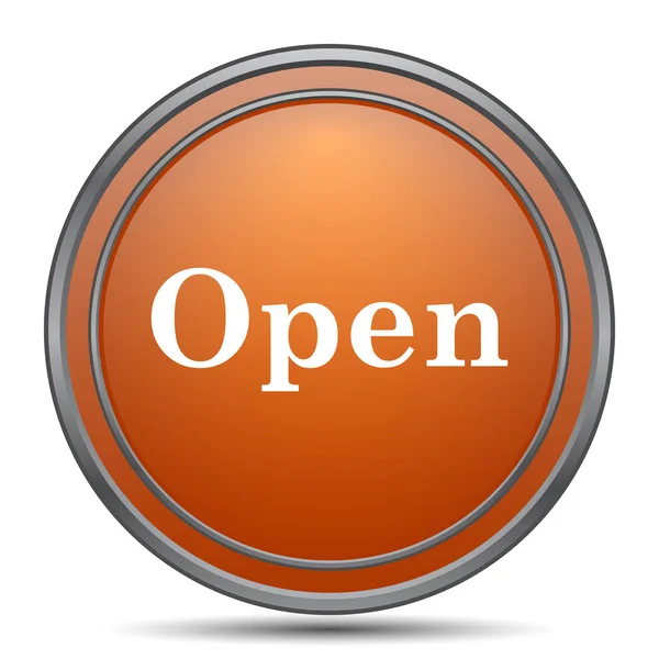 Ikonu Otevřít Oranžové Tlačítko Internet Bílém Pozadí — Stock fotografie