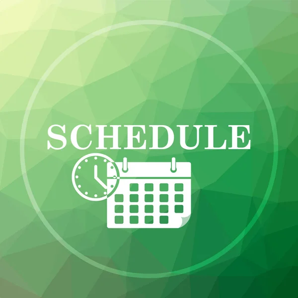 Schedule icon. Schedule website button on green low poly background