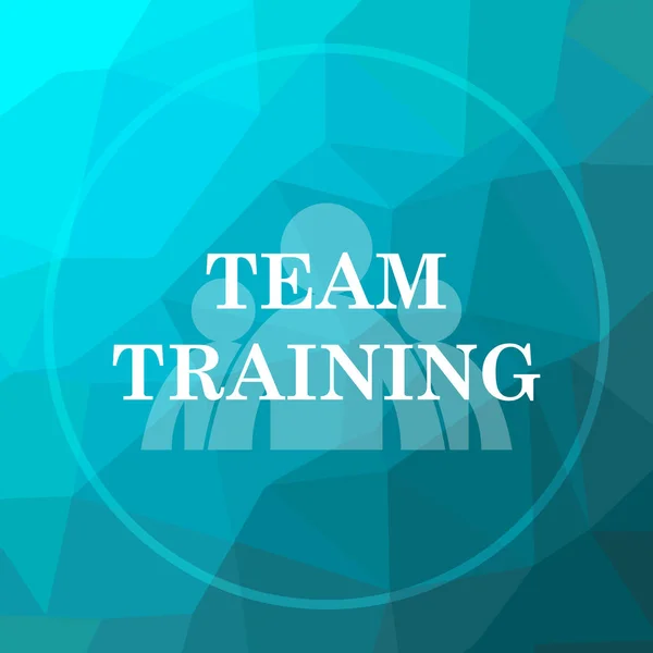 Team training icon. Team training website button on blue low poly background