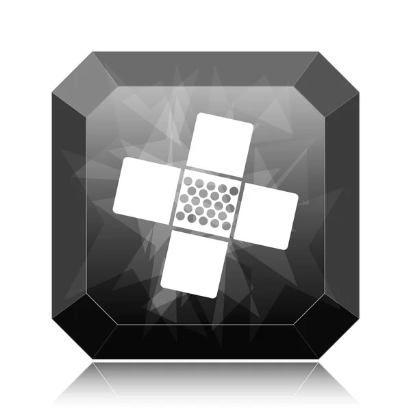 Κουμπί Ιστοσελίδα Εικονίδιο Μαύρο Ιατρική Patch Λευκό Φόντο — Φωτογραφία Αρχείου