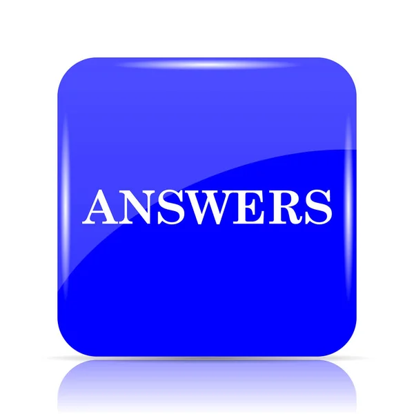 Cevaplar Mavi Kutsal Kişilerin Resmi Web Sitesi Düğme Beyaz Arka — Stok fotoğraf