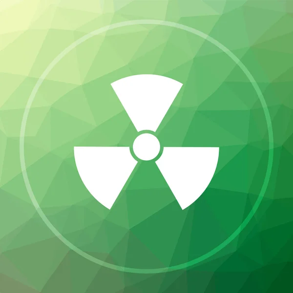 Icon Promieniowania Przycisk Strony Promieniowania Tle Zielonej Low Poly — Zdjęcie stockowe