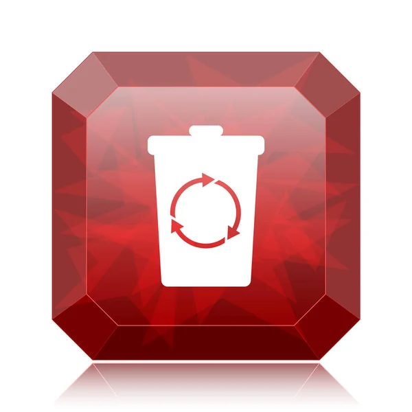 Recycle bin icon, red website button on white background