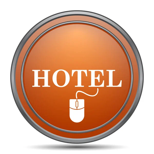 ホテル アイコン 白い背景の上のオレンジ色のインター ネット ボタン — ストック写真