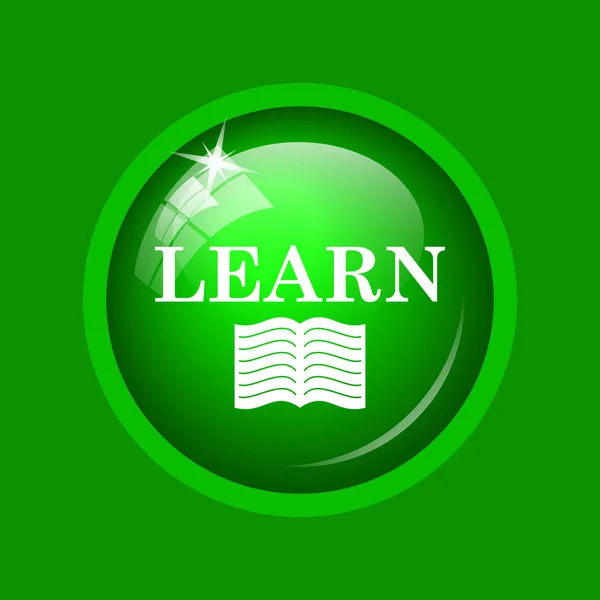 Learn icon. Internet button on green background.