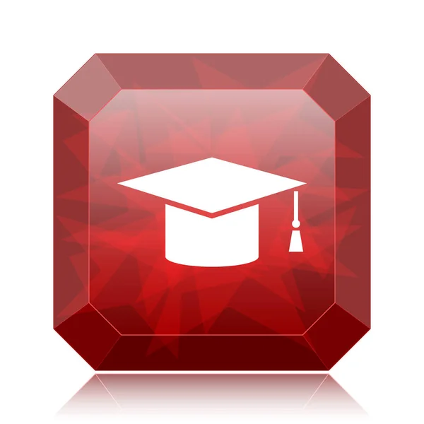 Graduierungssymbol Roter Website Knopf Auf Weißem Hintergrund — Stockfoto