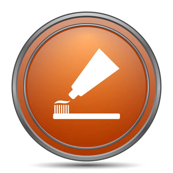Зубная Паста Значок Кисти Оранжевая Кнопка Интернета Белом Фоне — стоковое фото