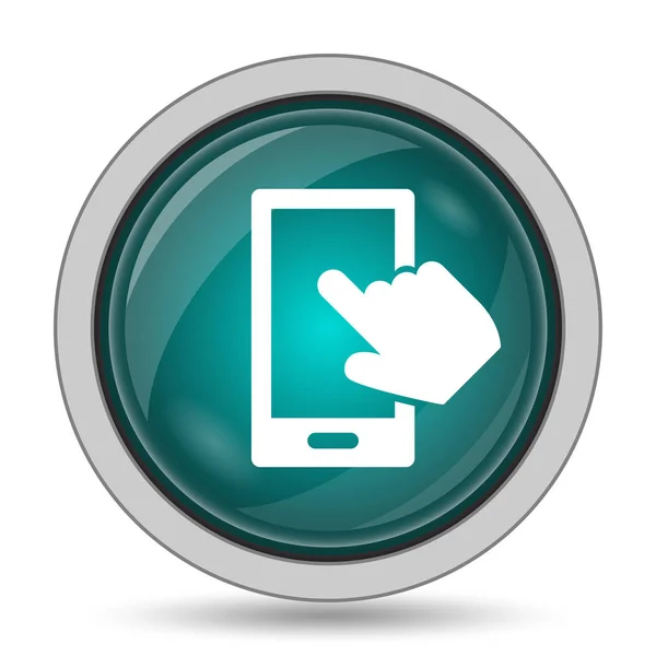 Smartfon z ikona dłoni — Zdjęcie stockowe