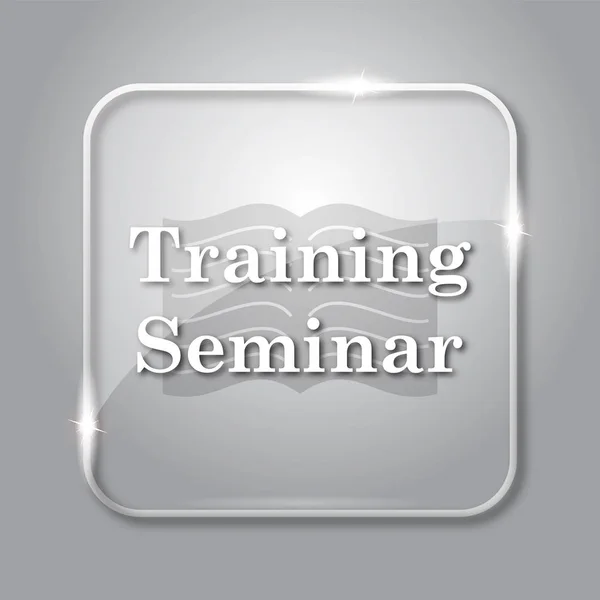 Training seminar icon. Transparent internet button on grey background