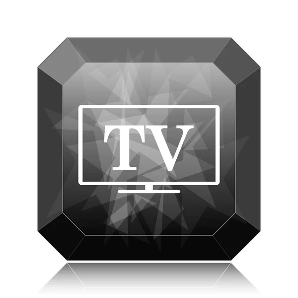 Иконка Телевизора Черный Сайт Кнопку Белом Фоне — стоковое фото