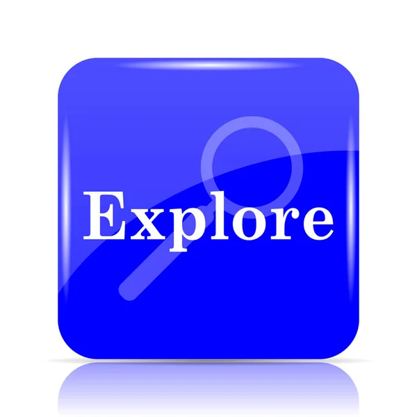 Explore Icon Blue Website Button White Background — Stock Photo, Image