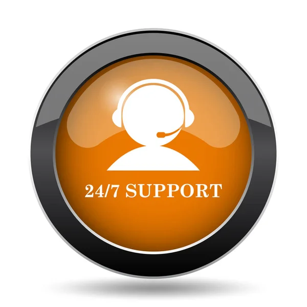 24-7 Support icon. 24-7 Support website button on white background