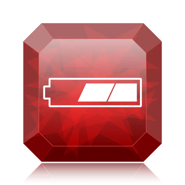 Thirds Charged Battery Icon Red Website Button White Background — Stock Photo, Image