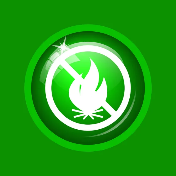 Icono Prohibido Fuego Botón Internet Sobre Fondo Verde — Foto de Stock